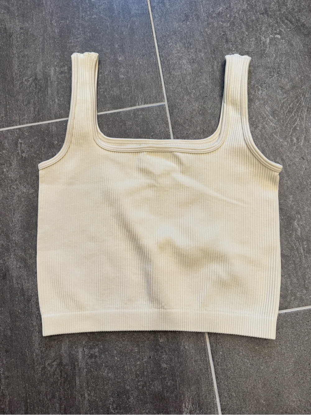 Cream Ribbed Square-Neck Tank Top - Picture 3 of 3